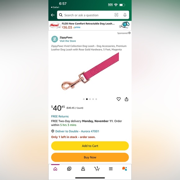 ZippyPaws Vivid Collection Dog Leash 5FT Dog Accessories Premium Leather  NWT - Picture 14 of 14